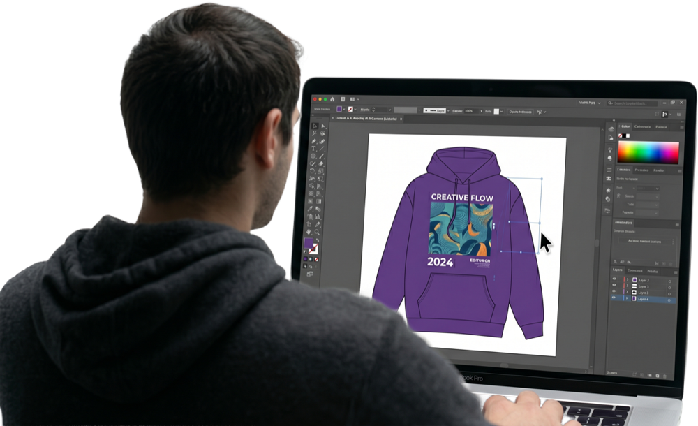 Grafik připravuje návrh třídní mikiny