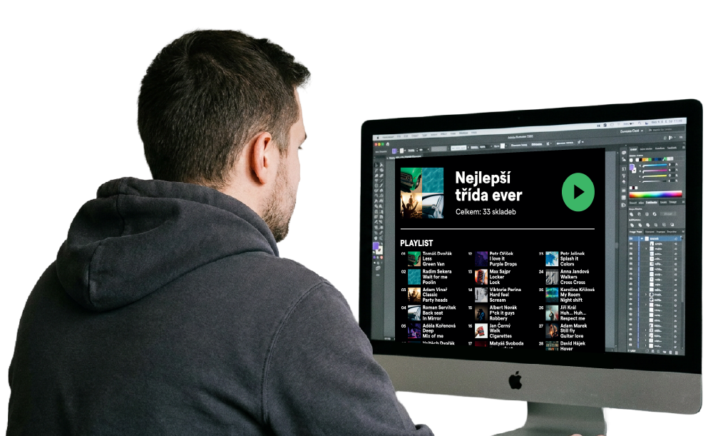 Grafik připravuje návrh třídní mikiny