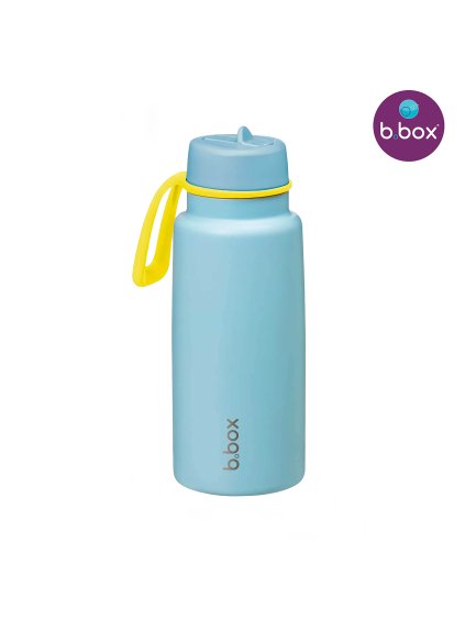 B.Box Nerezová termolahev s brčkem 1l - světle modrá/žlutá