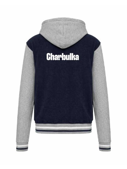 College mikina s kapucí Navy Oxford Grey White (Námořnická modrá šedá bílá)