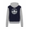 College mikina s kapucí Navy Oxford Grey White (Námořnická modrá šedá bílá)