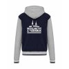 College mikina s kapucí Navy Oxford Grey White (Námořnická modrá šedá bílá)